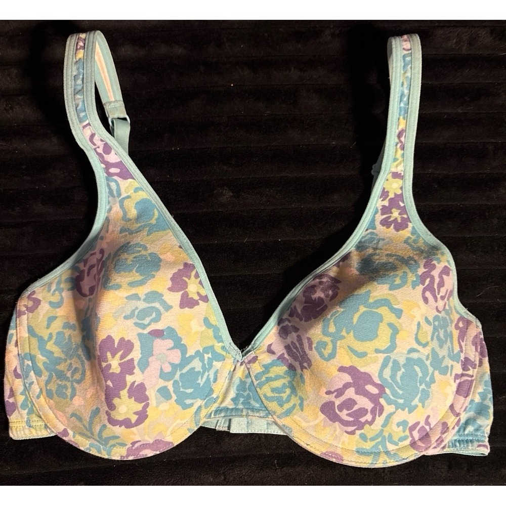 Fruit of the Loom Pastel‎ Floral Lightly Lined Underwire Bra, 38D